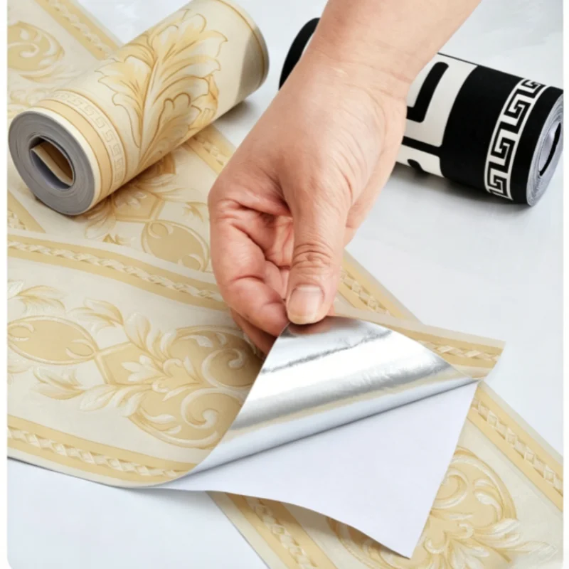 Self-Adhesive PVC Edge Sealing Sticker Living Room Skirting Bedroom Tile Waterproof Waistline Flat Skirting Line Wall Stickers