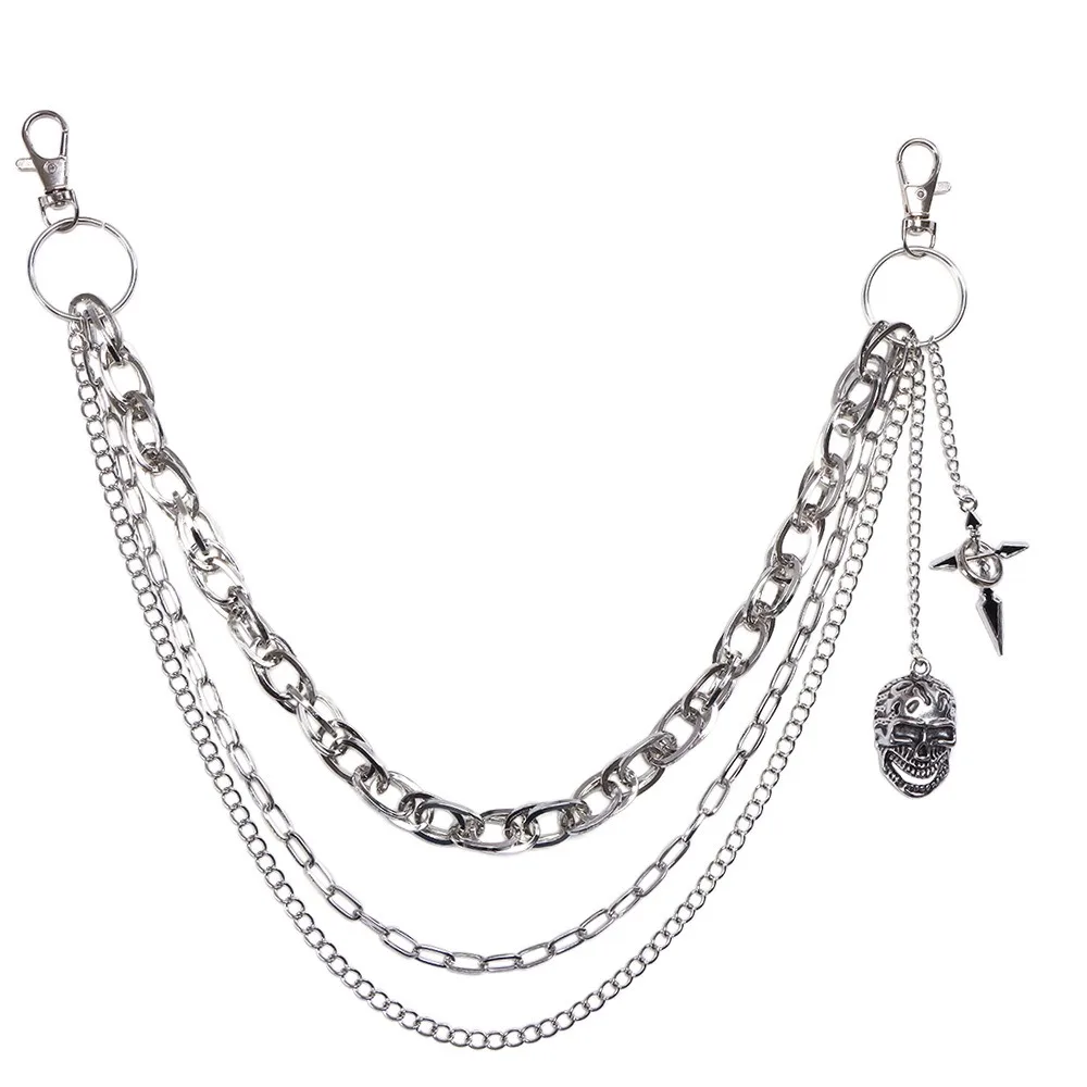 

Fashion Gothic Skull Waist Chain Y2K Hip Hop Jeans Chain Harajuku Hipster Multi-layer Key Chains For Men Women