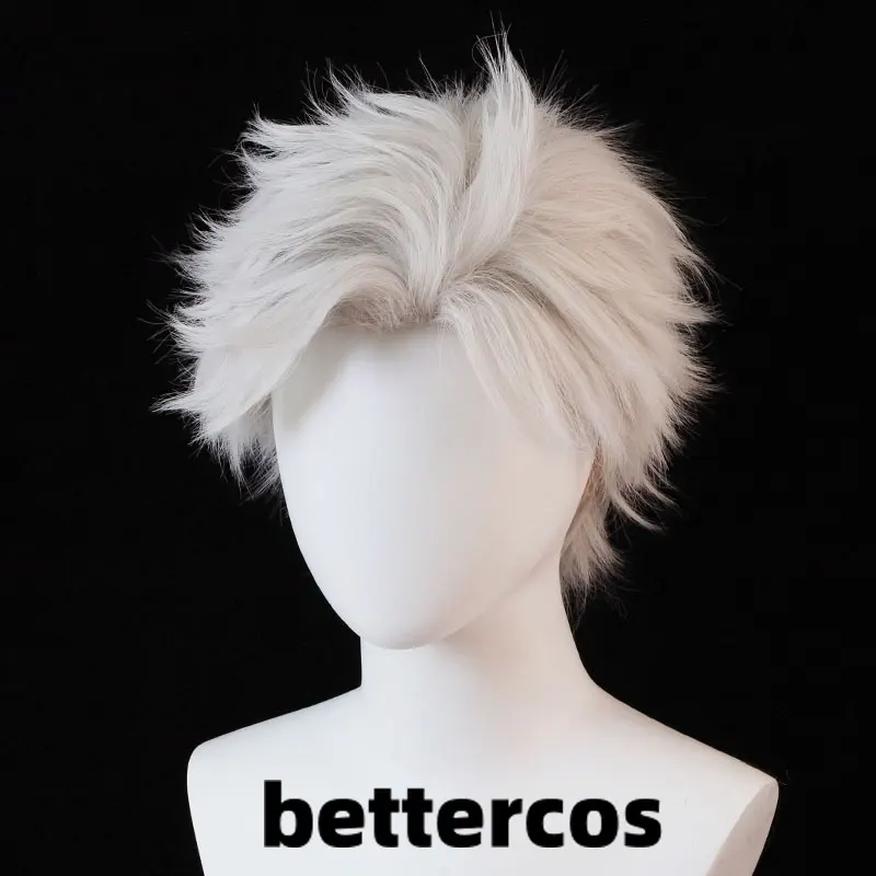 Sylus Cosplay Wig 30cm Short Grey Anime Wigs Heat Resistant Synthetic Hair Halloween Party Wig + Wig Cap view 3