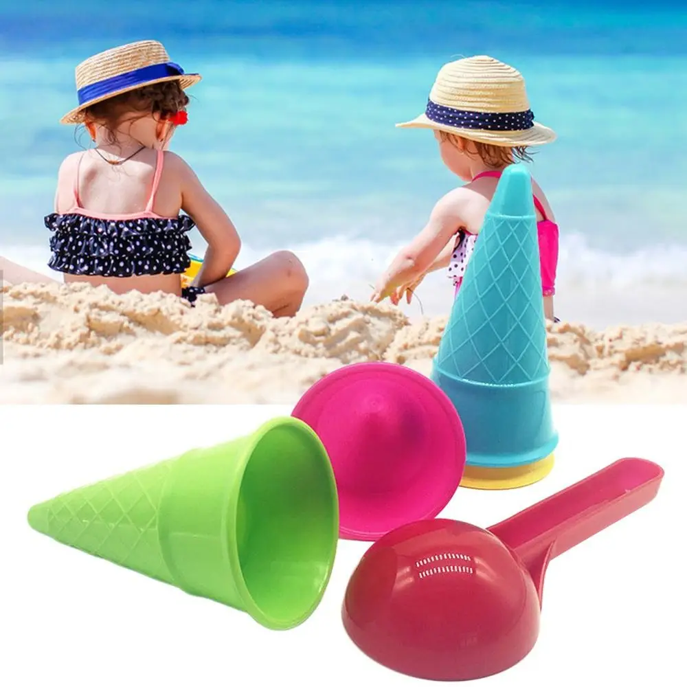 5 pçs presente jogando casa escavação ferramenta de areia praia jogo colher areia brinquedos conjunto sorvete cone modelo