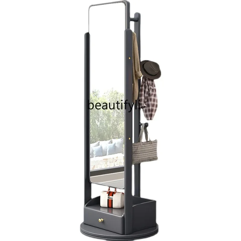 

CXH Rotating Full-Length Mirror Movable Clothes Rack Floor with Mirror Integrated