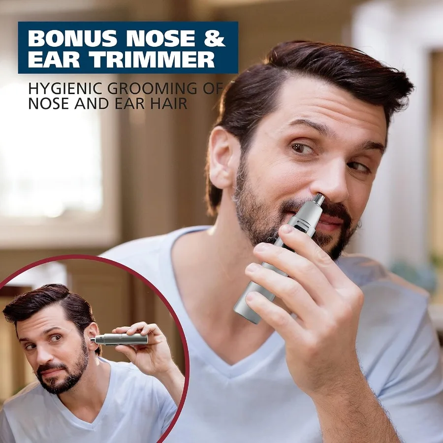 Tagliacapelli Wahl per uomo Set per toelettatura peli facciali a batteria per baffi Barba Scollatura Dettagli e toelettatura leggeri