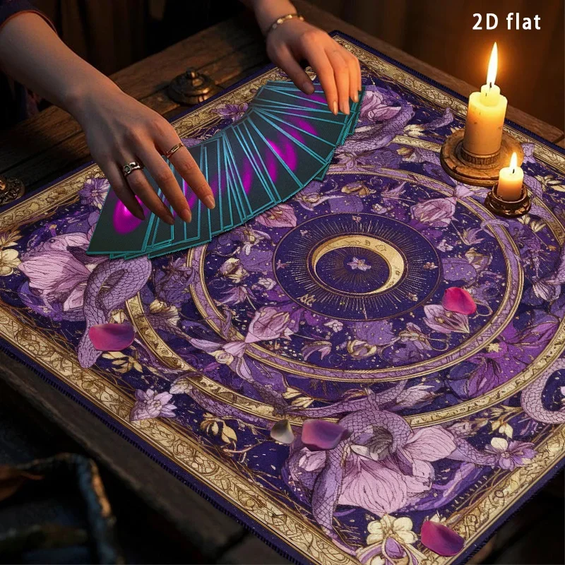 50/75/110/137cm Tarot Cards Mat Divination Tarot Tablecloth Mysterious Purple Moon Snake Flower Altar Cloth Fantasy Witchcraft
