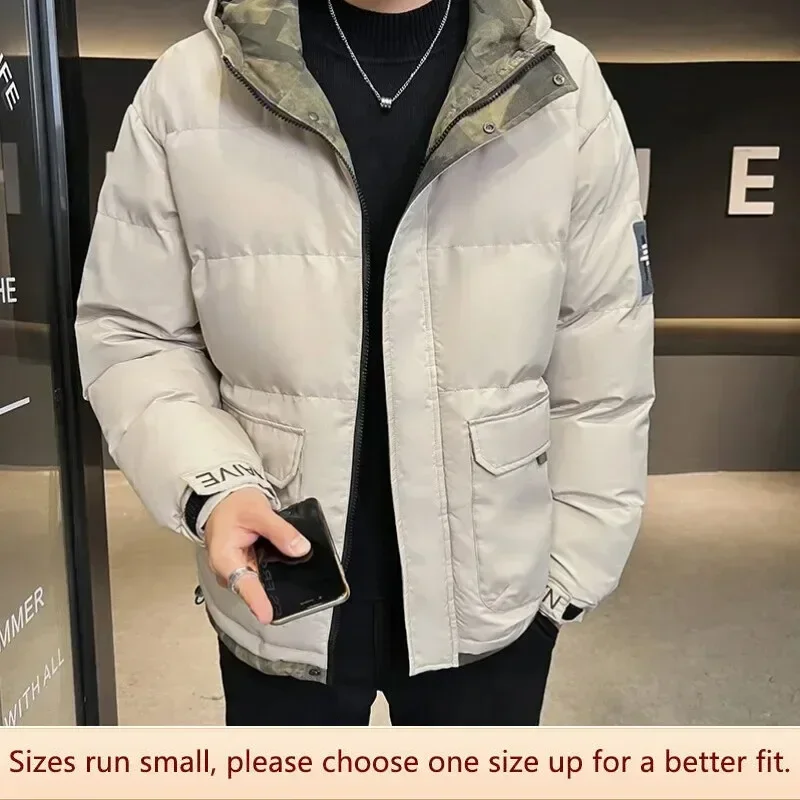 2024 New Thickened Cotton Coat Men Winter Casual Outdoor Windproof Warm Hooded Cotton Jacket Youth Trendy Versatile Top 4XL