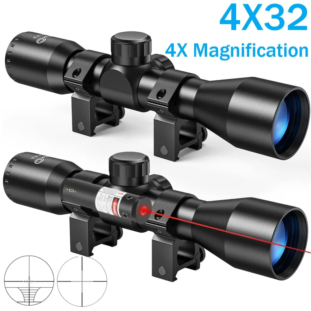 4X32 Compact Richtkijker Red Dot Optics Jachtkijker Richtkruis Richtkijker met Rode Laser Sight 11/20mm Rail Ring Mounts Luchtgeweer - afbeelding 2