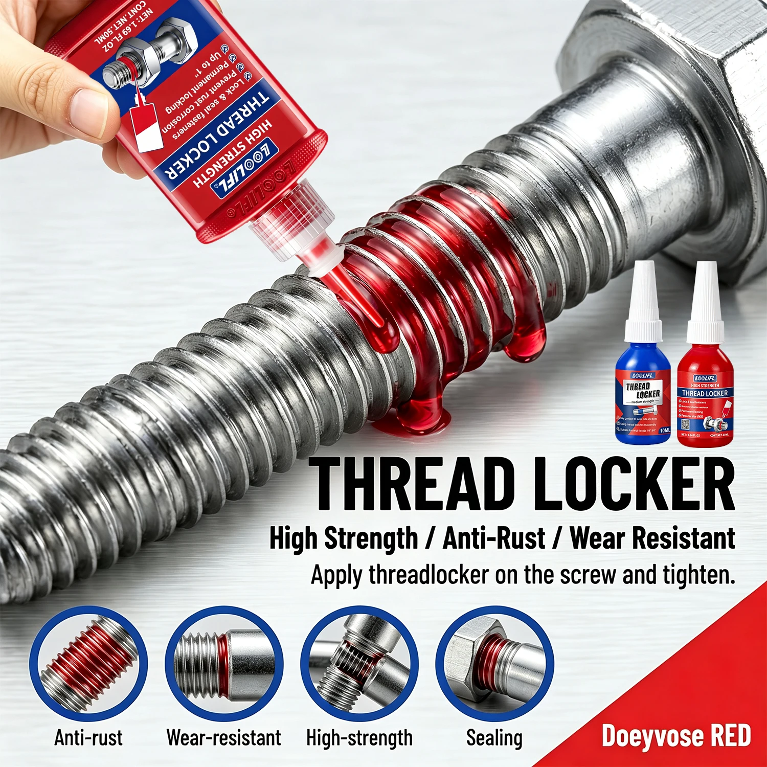 LOOLIFL 243 271 Threadlocker Sealant 50ML Anaerobic Screw Adhesive Nut Anti-Loose Locking Quick-Curing For Anti-rust Metal Glue