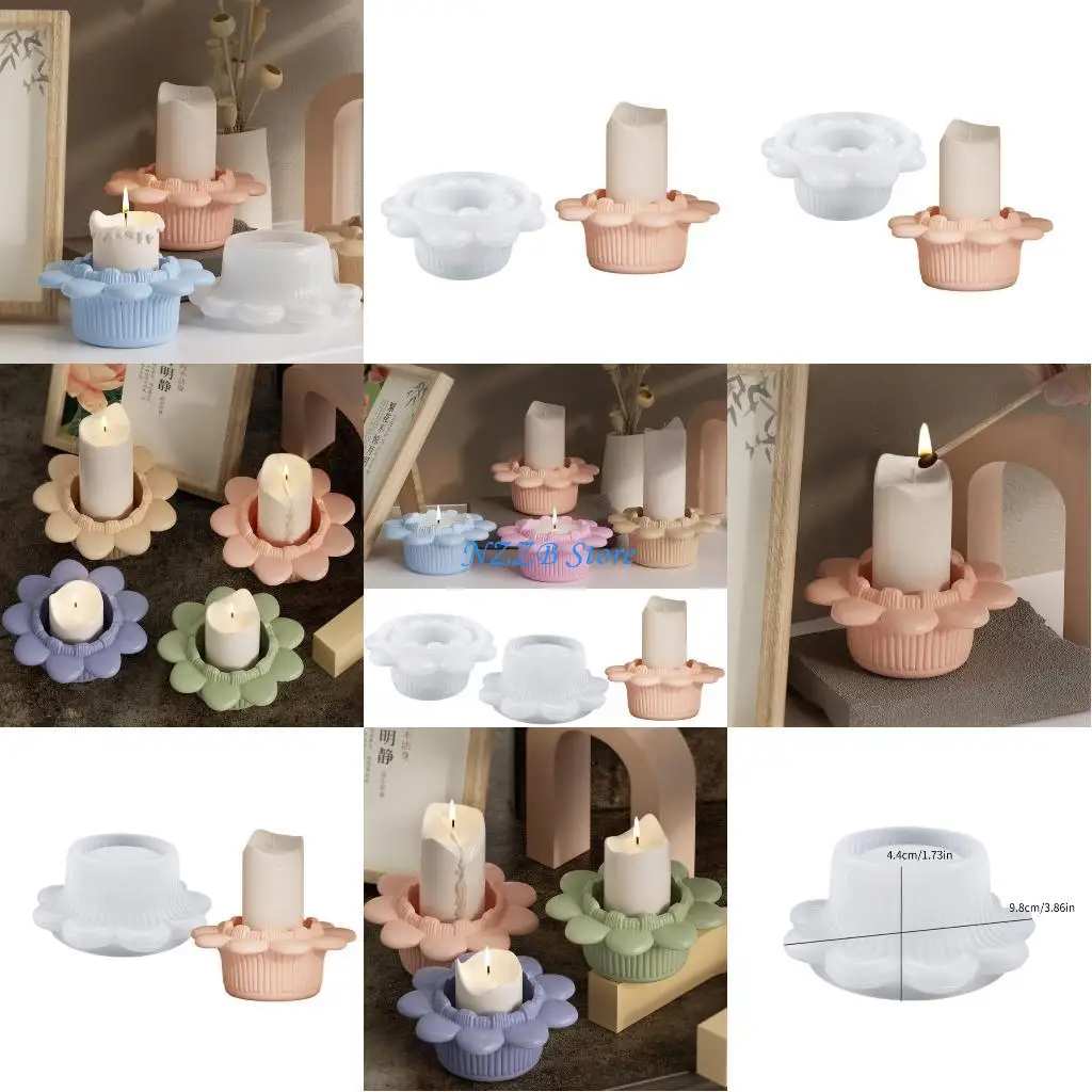 

T21F Holder Silicone Mold Handmade Flower Candlestick Mold Gypsum Cement