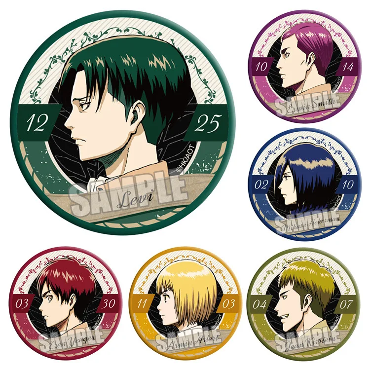 

Набор аниме-значков «Атака Титанов»: Леви Аккерман, Эрвин Смит, 6 видов, коллекционные фигурки, брелоки, аксессуары по манге