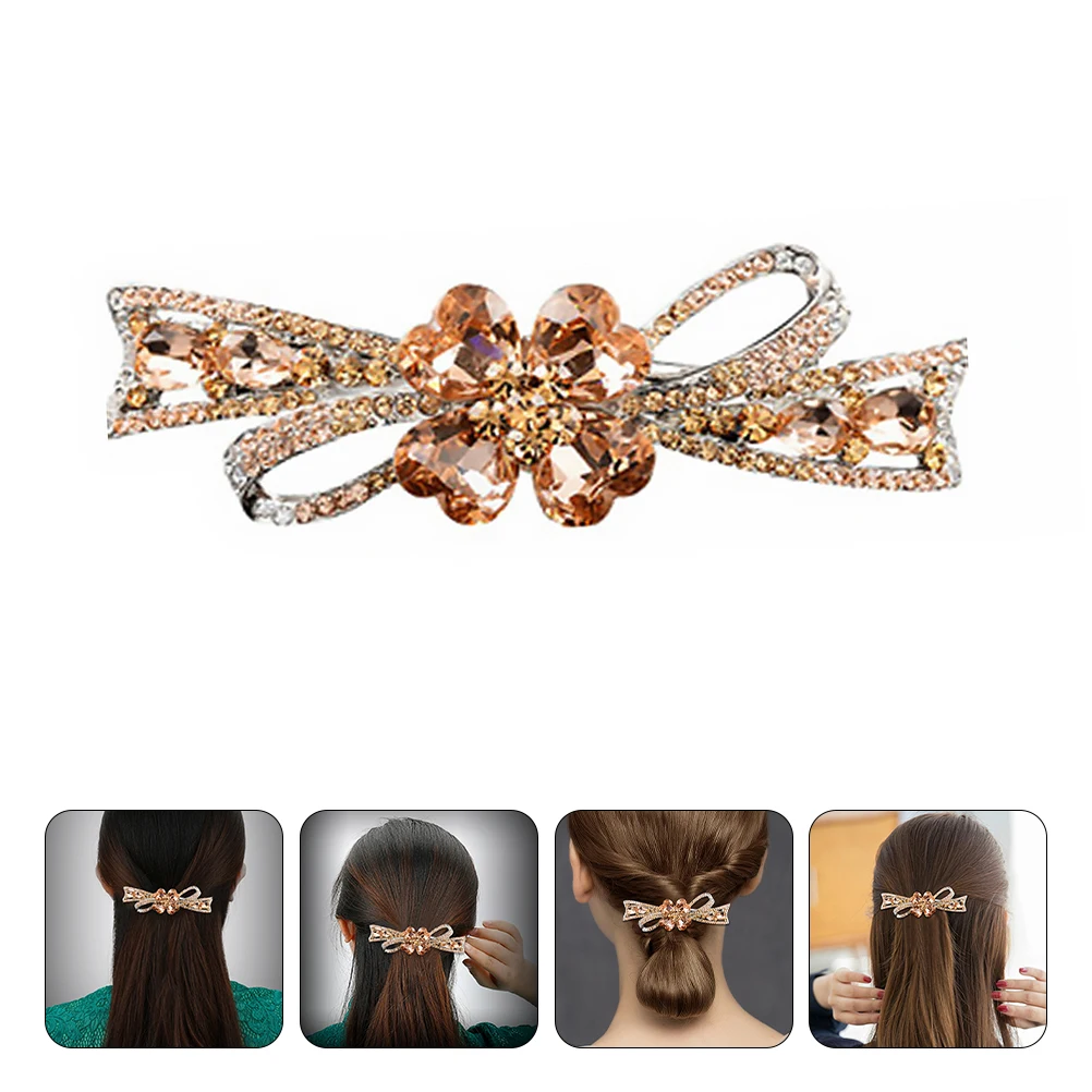 

Chic Crystal Hair Barrette Zinc Alloy Non Bridal Headdress Stylish Rhinestone French Clip for Thick Curly Hair Accessory