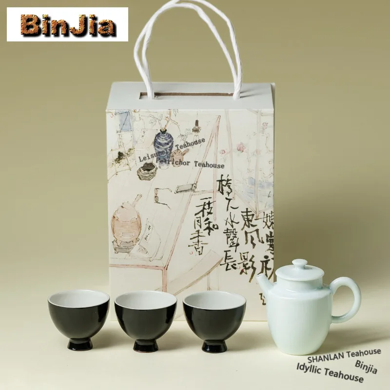 

Misty Blue Tea Set Complete Set Aesthetic Tea Set Kit Tea Ceremony Set Household Teapot And Tea Cup Set Drinkware Ornaments Gift