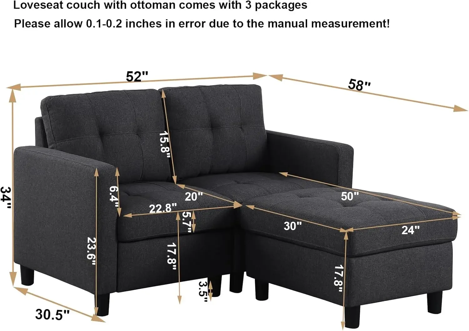 Small Loveseat with Ottoman 52