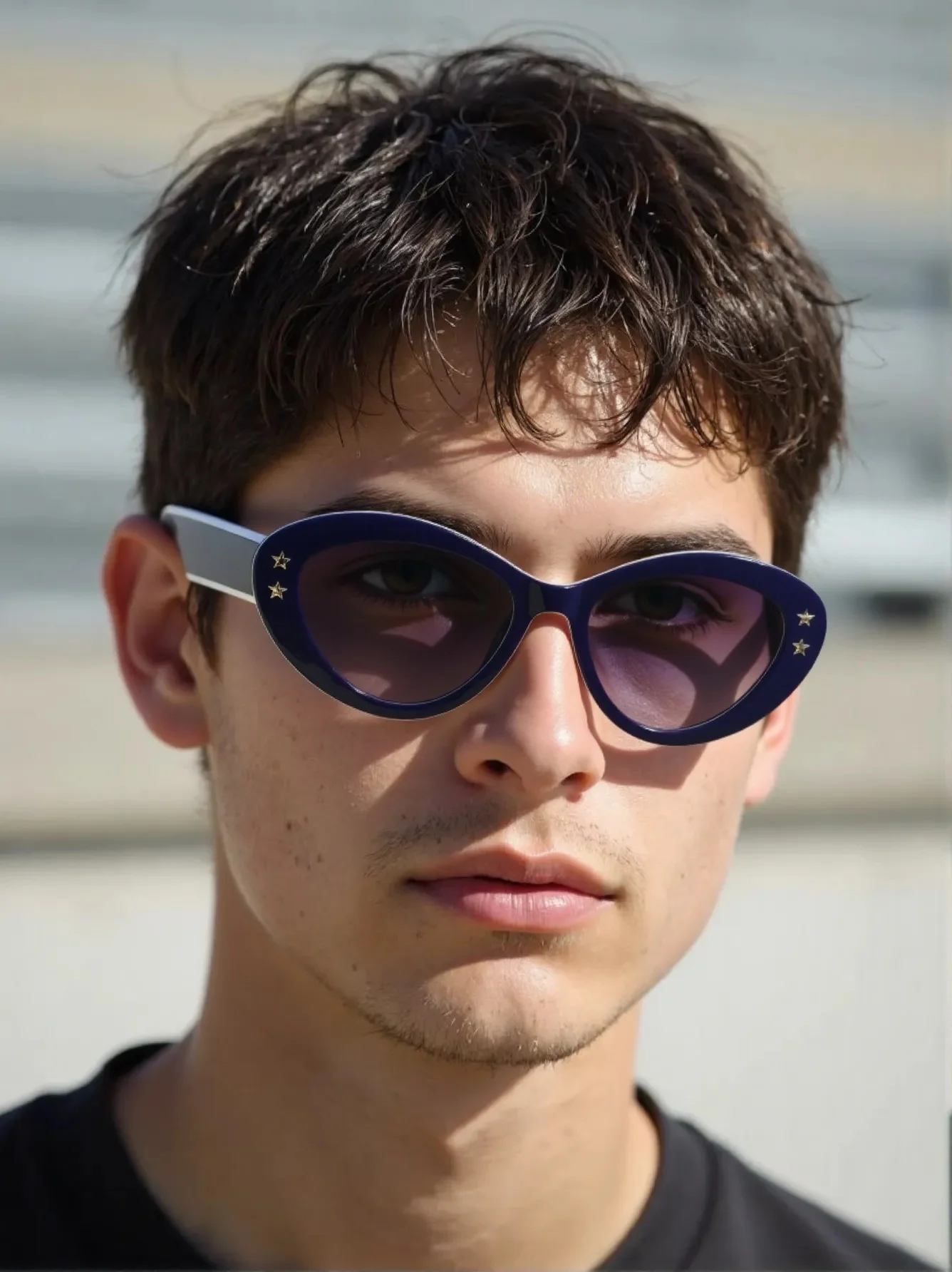 New cat's eye trend personality fashion five-pointed star accessories contrast Joker sunglasses