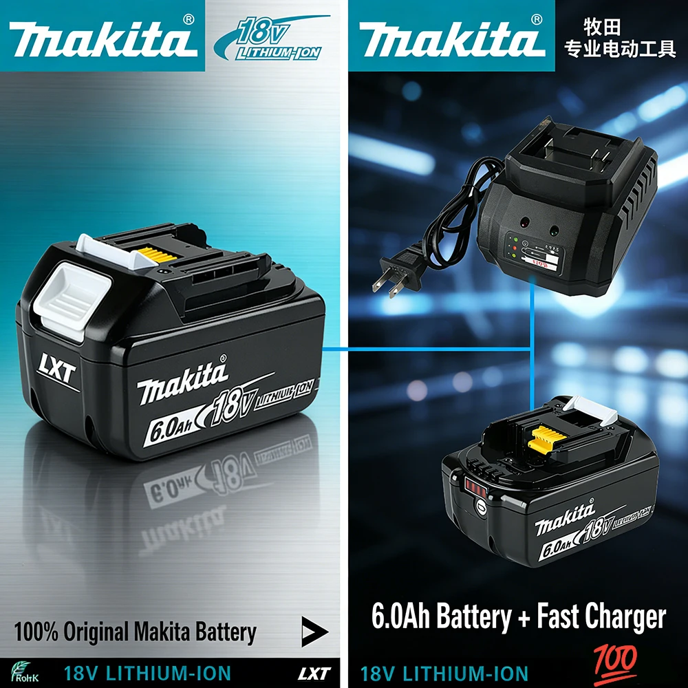 

18VMakita battery for Makita 18V power tools The 18V Makita BL1860B rechargeable battery can replace BL1850B LXT400