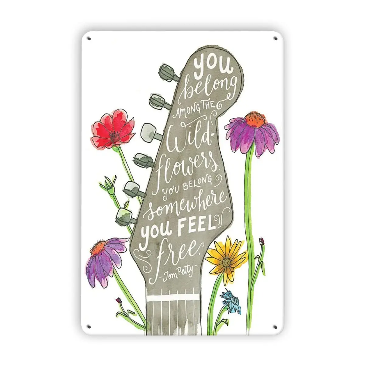 Metal Tin Signs Tom Petty Heartbreakers Guitar Wildflowers Rock Song Poster Framed Metal Sign For Home Coffee Wall Decor
