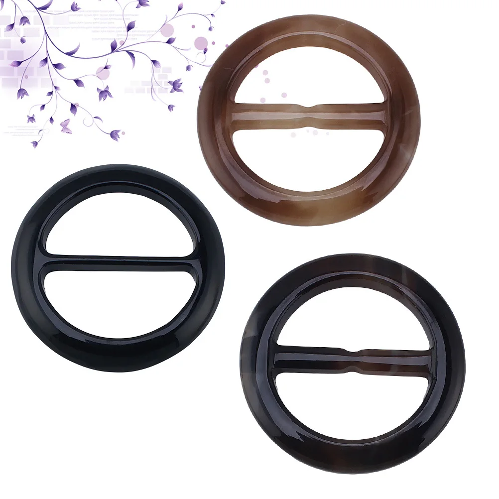 

3pcs Polyester Fiber Scarf Ring Shawl Buckle Clip Clamp For Women Lightweight Durable Fashion Accessory Light Coffee Dark Coffee