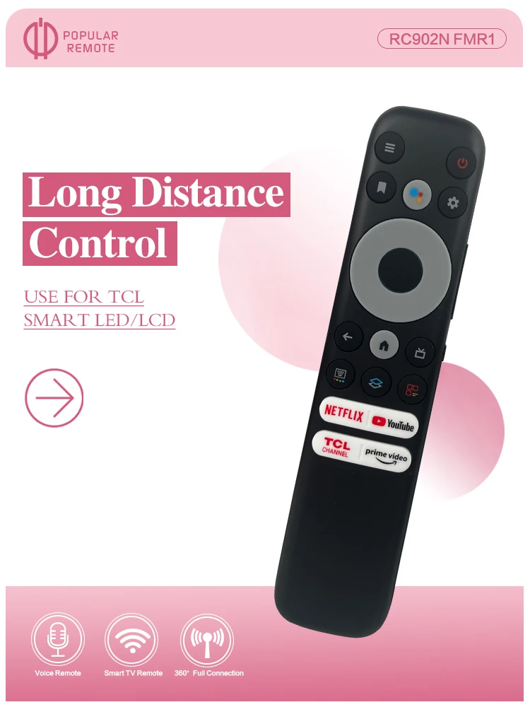 RC902N FMR1 Replacement Voice Remote Control Applicable for TCL S546 R646 Mini-LED QLED 4K UHD Smart TV 75R646 65R646 55R646 75S