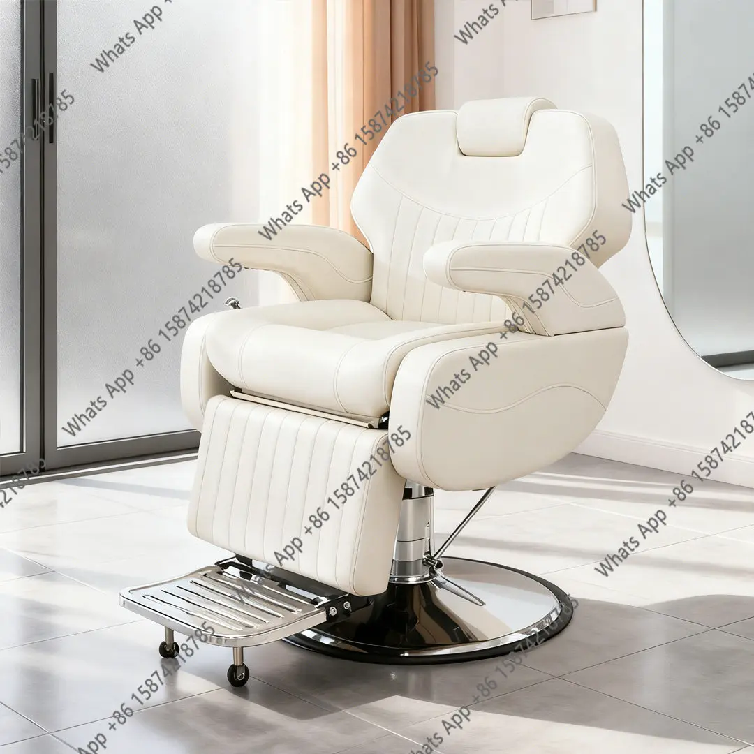 Barber chair, special chair for barber shop, fashionable hair salon, reclining and lifting large chassis, hair cutting chair.