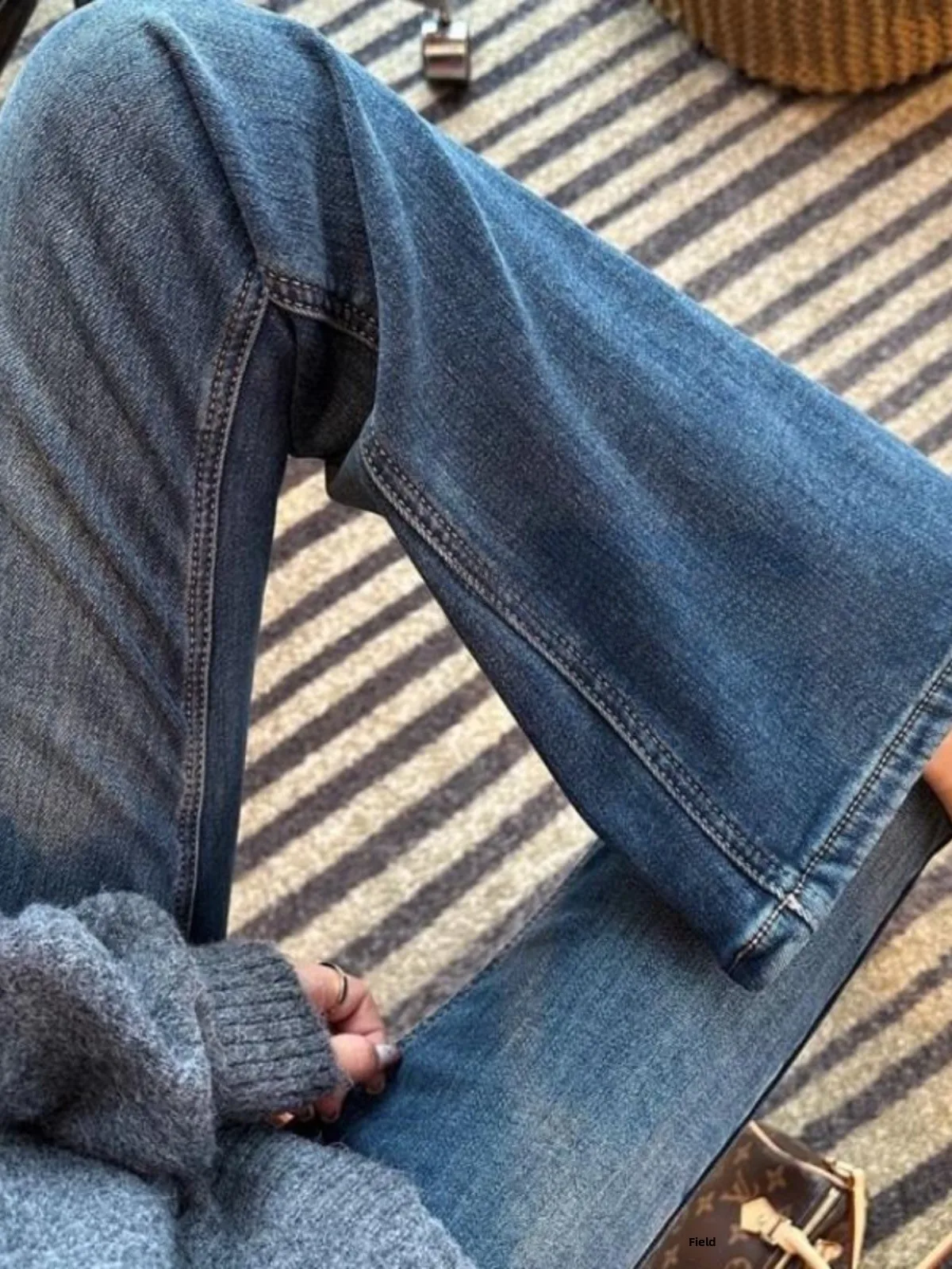 

Джинсы женские с высокой талией, на подкладке, расклешенные, облегающие, эластичные, удлиненные, осенне-зимние, новинка, винтажный стиль