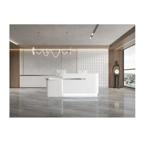 

2306 Белый L-угловой изогнутый стол для приема, небольшая мебель, стойка регистрации и стойка для красоты, офисная мебель, МДФ