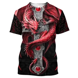 Trendy Viking Dragon Tattoo Super Cool 3D T-shirt Printed Casual Men's Summer High Quality Short Sleeve Street Hip Hop Elements