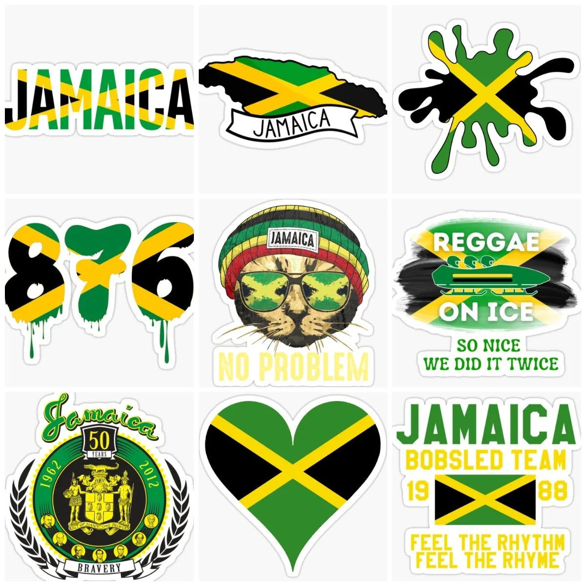 Jamaican JA Flag Map Creative Sticker Wall Room Truck Camper Van Accessories Car Moto Window Bicycle Wall Glass Waterproof Decal