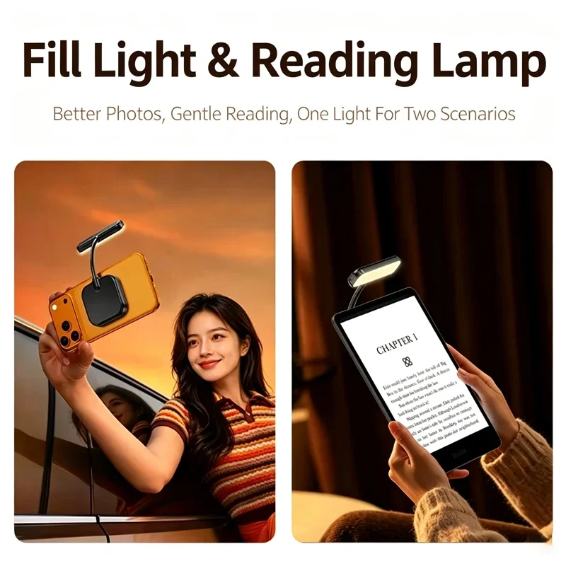 Universal Magnetic Flexible Hose LED Fill Light Portable Eye Protection Reading Night Light for Phone Selfie Office Daily Light