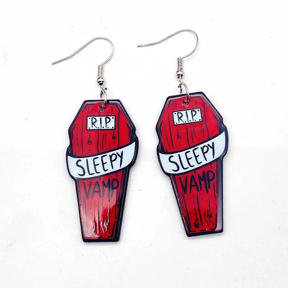 New Valentine\'s Day Jewelry Horror Love Ghost Cow Head Acrylic Earrings for Women Valentine\'s Day Gift