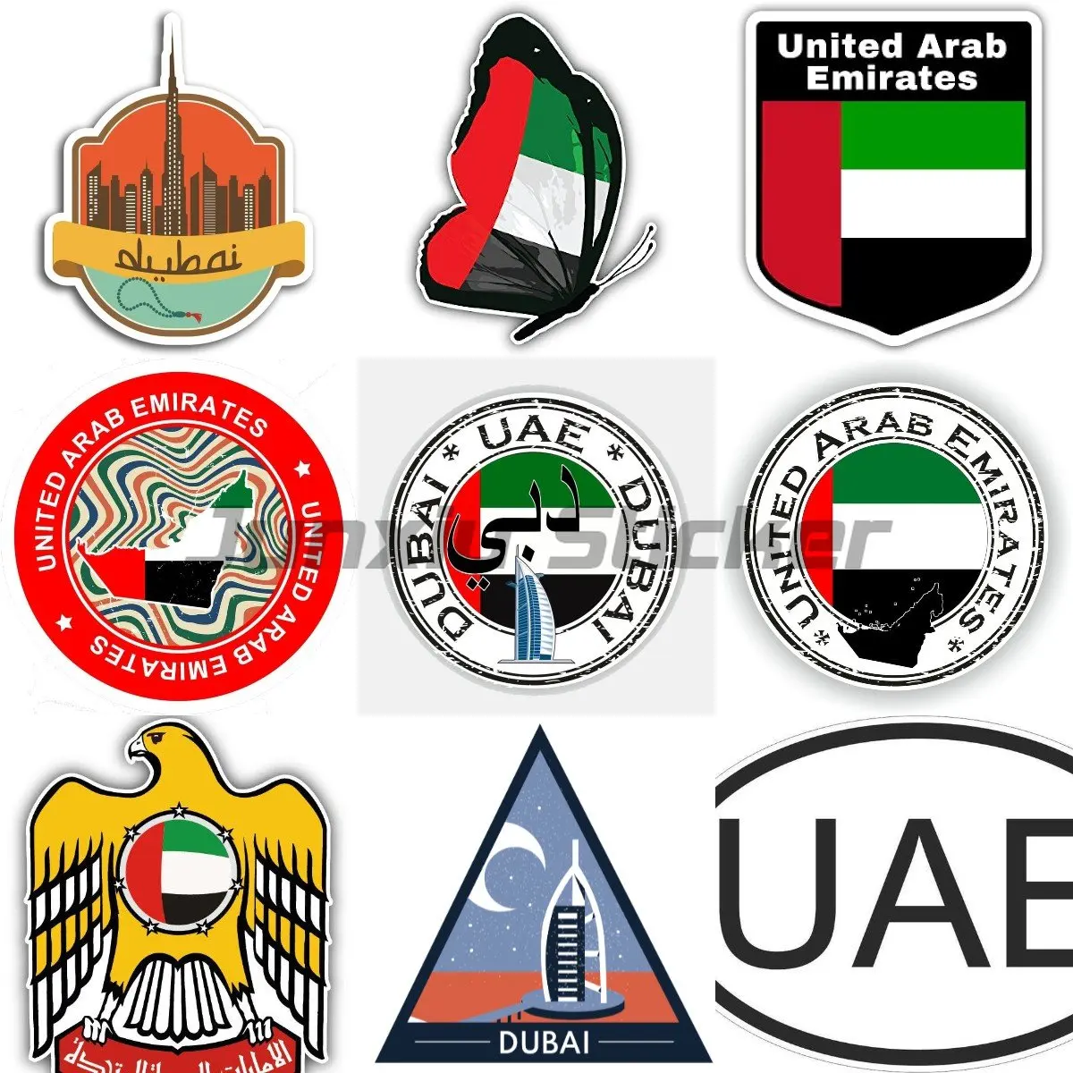 United Arab Emirates UAE Dubai Flag Shield - Vinyl Sticker for Car, Laptop, Motorcycle Bicycle Scooter Kayak Decal