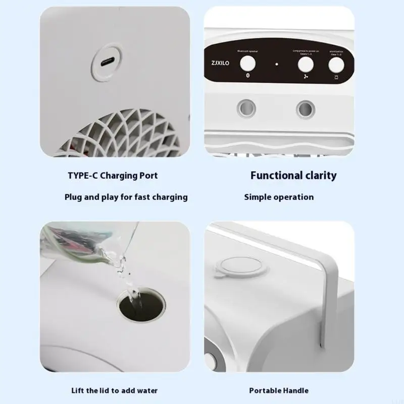 U1JE 휴대용 데스크톱 공기 냉각 팬 3 스피드 설정 냉각 팬 기숙사 연구 사무실 책상을위한 충전식 팬