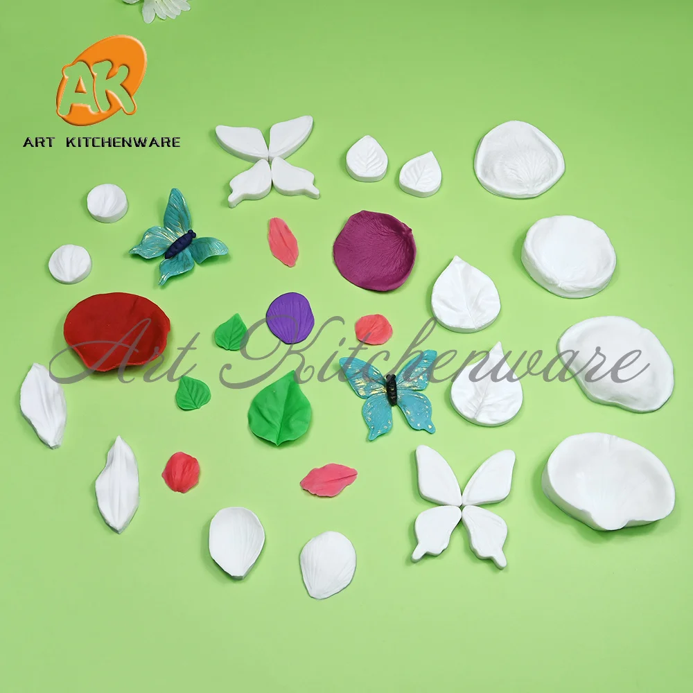 Multi Petal/Butterfly Veiner Silicone Mold DIY Handmade Fondant Flower Clay Craft Mould Cake Decorating Tool Bakeware Accessorie