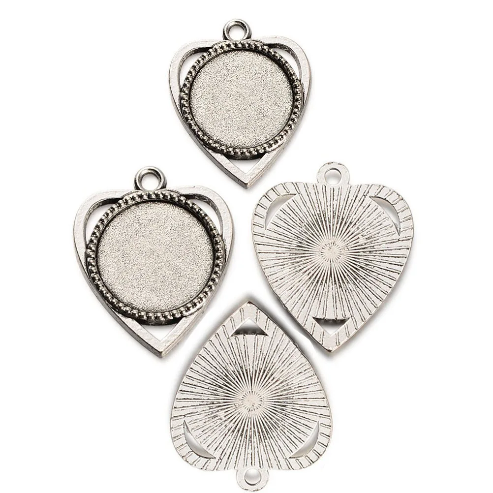 

2 упаковки 18 мм DIY ретро ювелирные изделия кулон наборы аксессуаров серебряные подносы для рукоделия для индивидуальных фото подвески из смолы