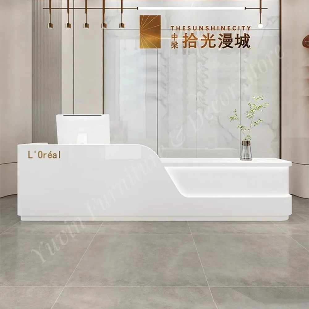 Modern Reception Desk for Hotel and School Use Durable Wood Office Furniture with Customizable Colors