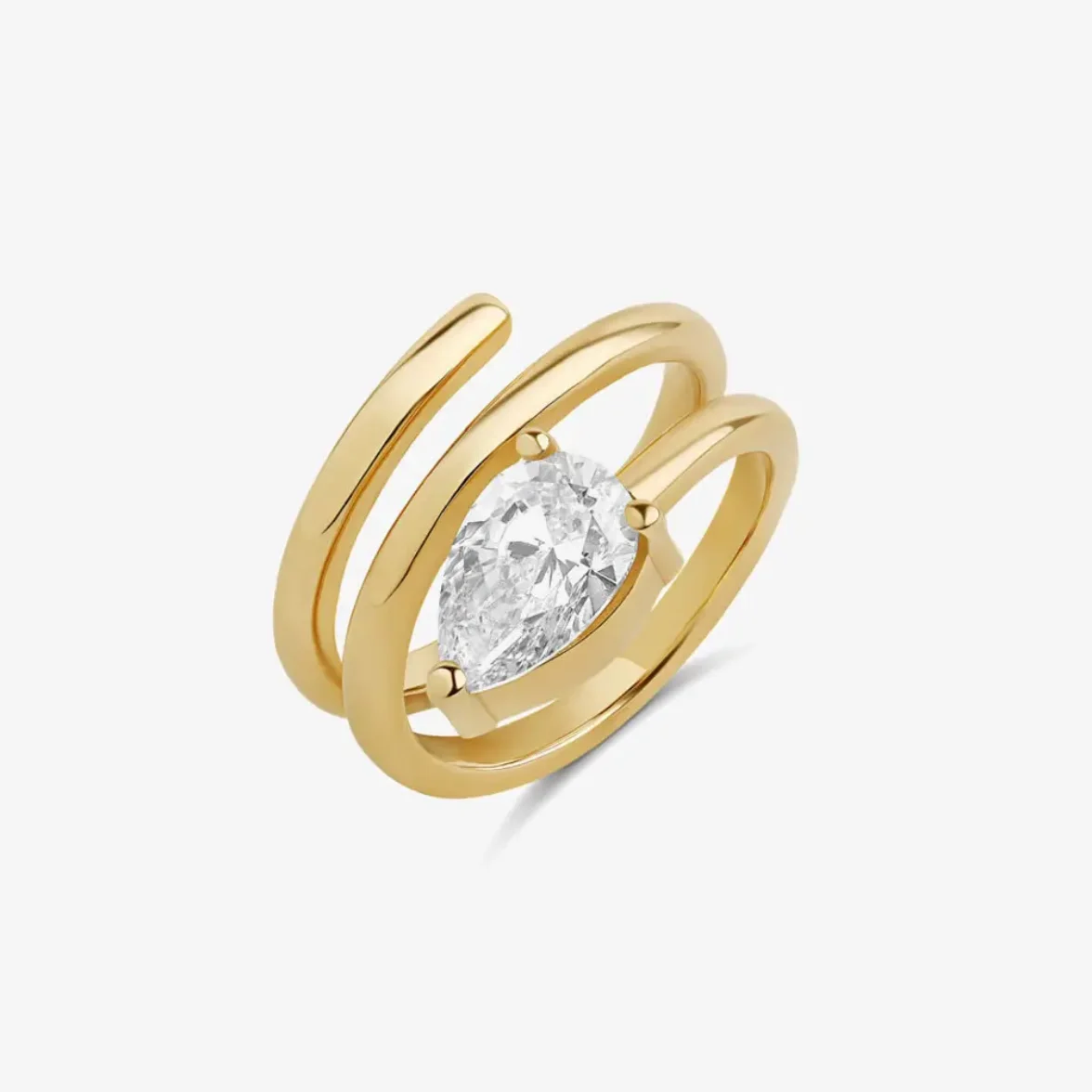 Spakring Bling 5A Cubic Zirconia Tear Drop CZ Multi Wrap Open Adjusted Small Women Pinky Finger Rings