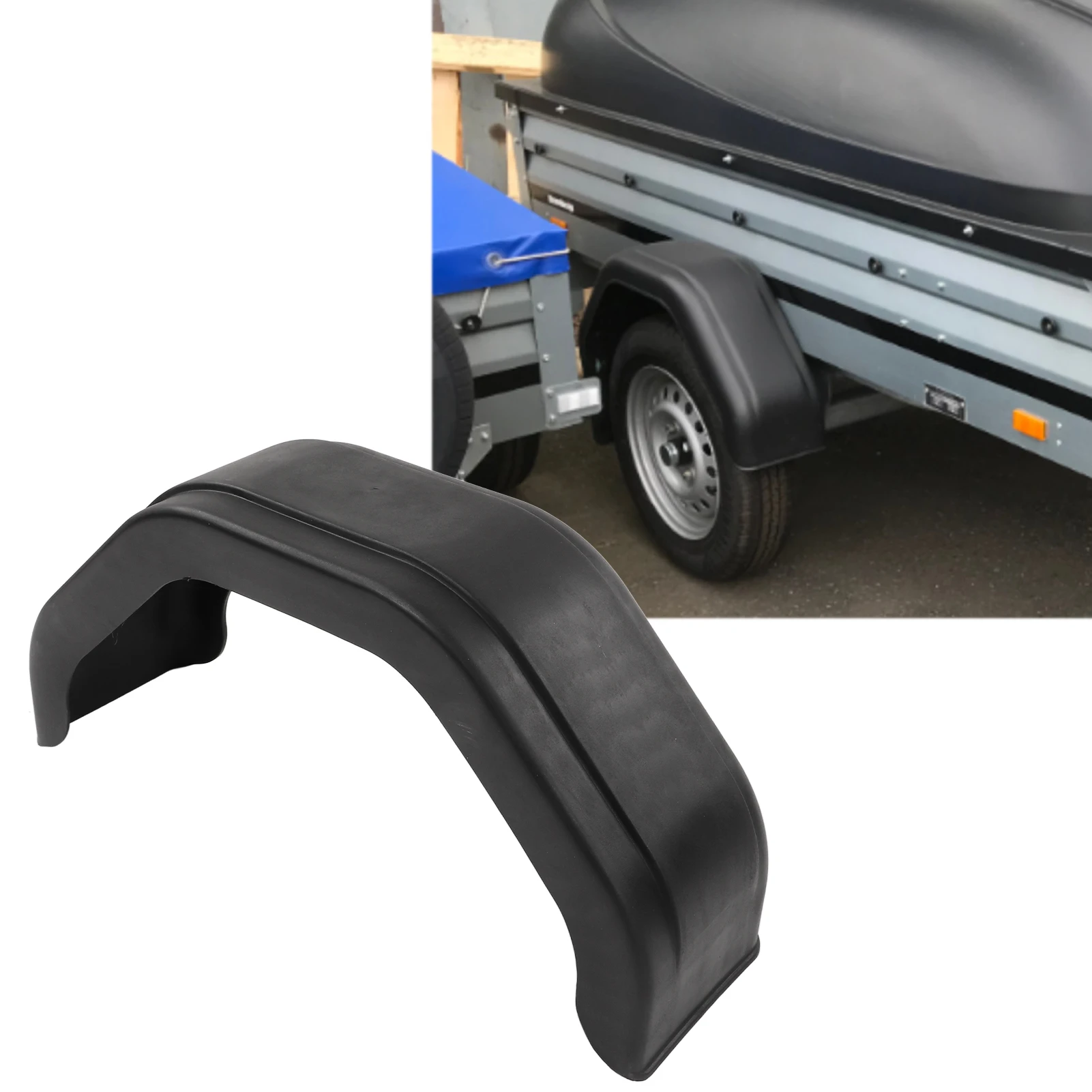 Trailer Mudguard Fender Black High Density PE for Single Axle Trailers 12in 13in Diameter Wheels Mud Guard