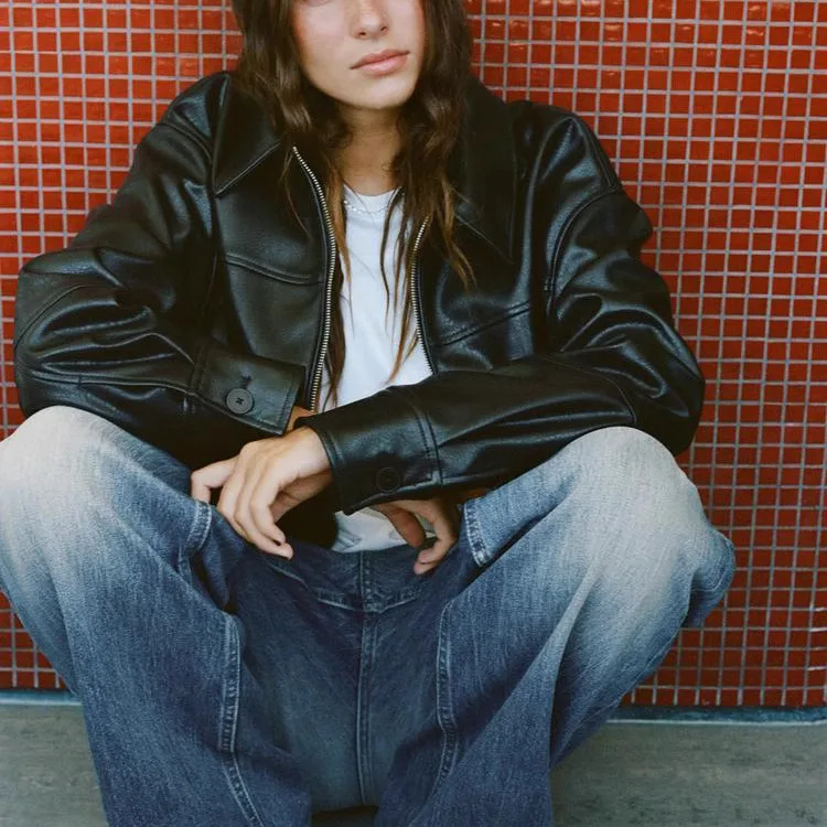 Frühling Neue Faionable Pilots Jaet frauen Leder Mantel PU Material Lange Sve Zipper Design Pendeln Sle Lose Fit