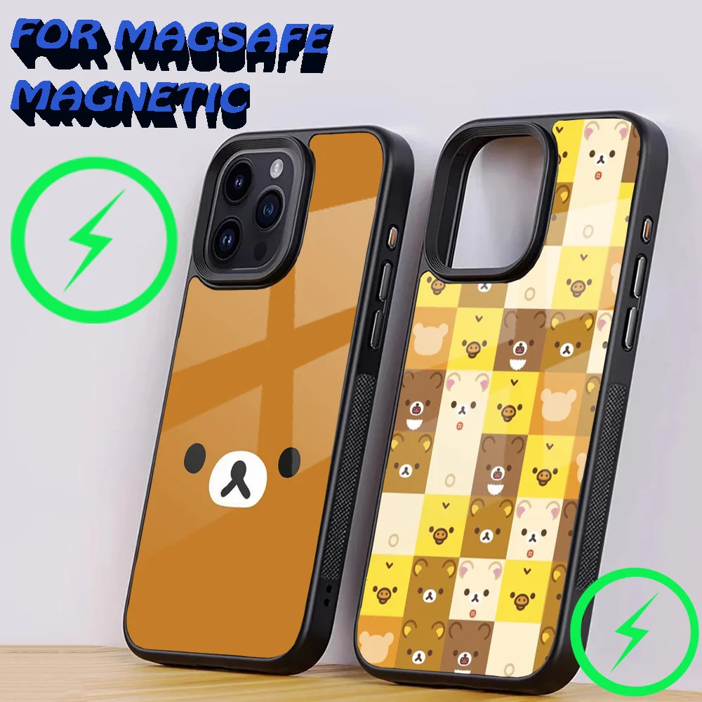 

Cute Phone Case For iPhone 15,14,13,12,11,Plus,Pro,Max Mini Magsafe R-Rilakkuma Bear Magnetic Wireless Charging