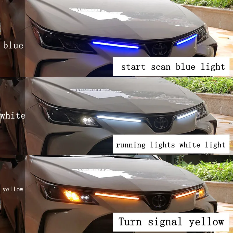 Waterproof Car LED Daytime Running Lights For Toyota Corolla 2018 2019 2020 2021 Daylight Yellow Turn Signal Light DRL Fog Lamp