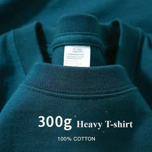 Camiseta de manga corta de 300G de peso pesado verde claro de verano, camisa básica informal holgada de algodón para hombre, camiseta coreana para mujer