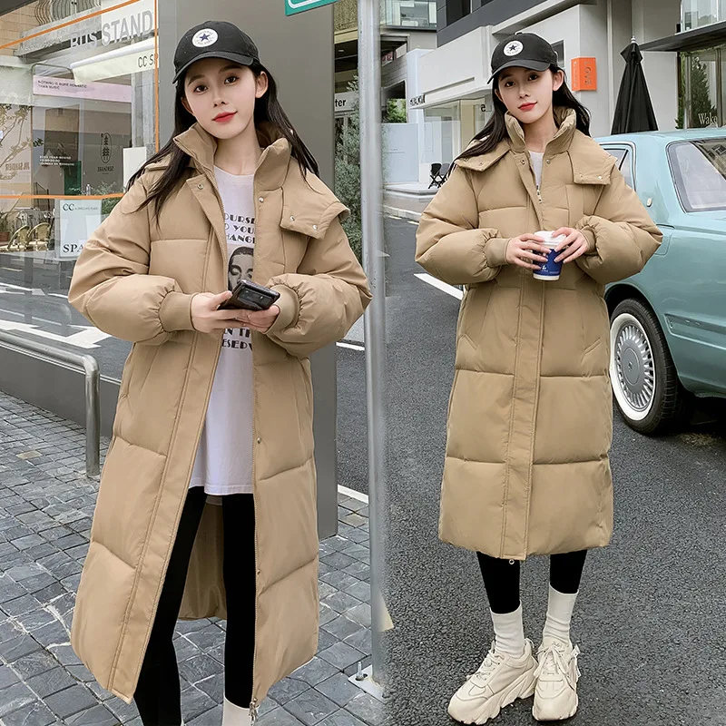 Long Sleeve Hooded Coat for Women Loose Fit Cotton Jacket In European American and Korean Style for Cold Weather