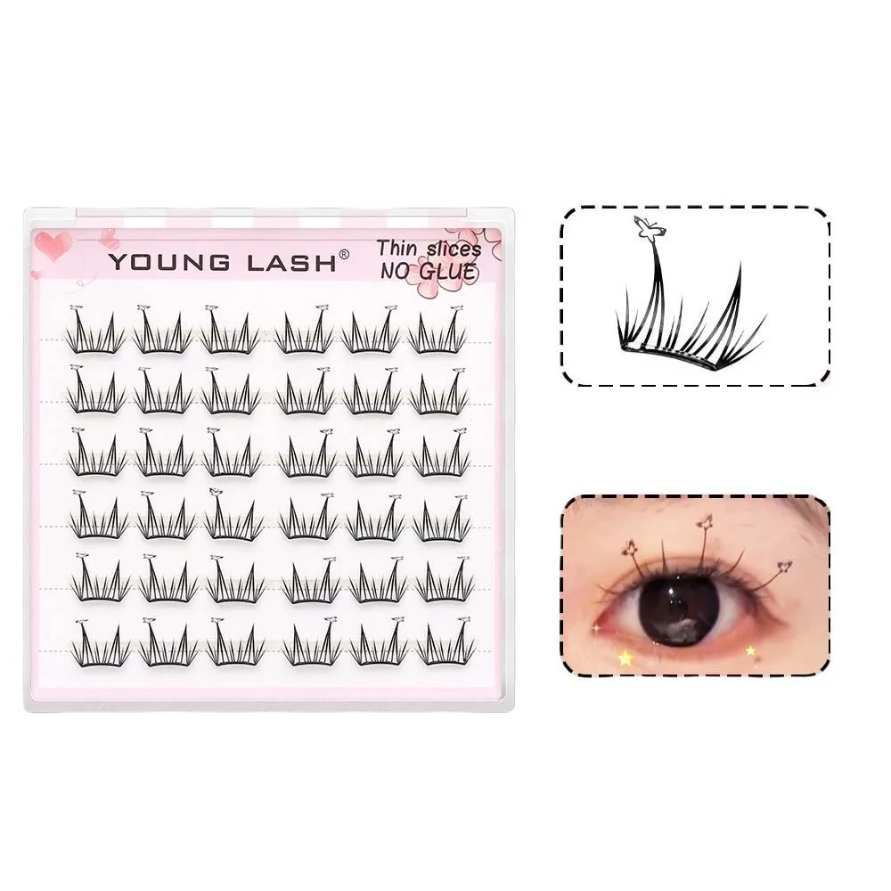 Cílios postiços criativos segmentados, faça você mesmo, 6-11.5mm, cluster individual, grande capacidade, borboleta, amor, formato de coração