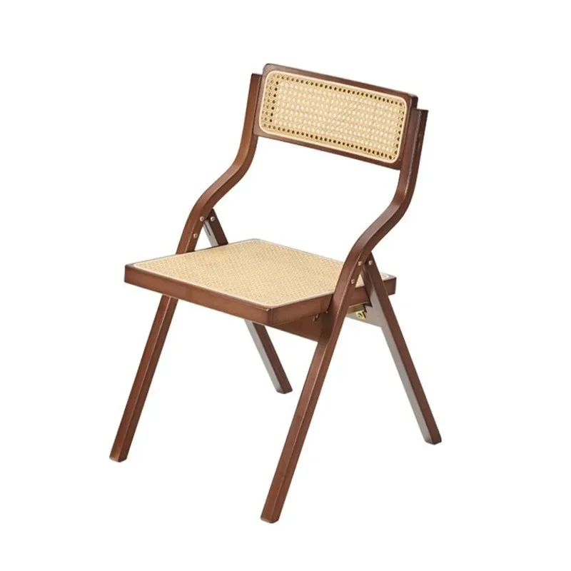 Rattan Folding Comfortable Chair For Blue Room Household Dining Simple Backrest Study Designer Home Chair Dining Kitchen