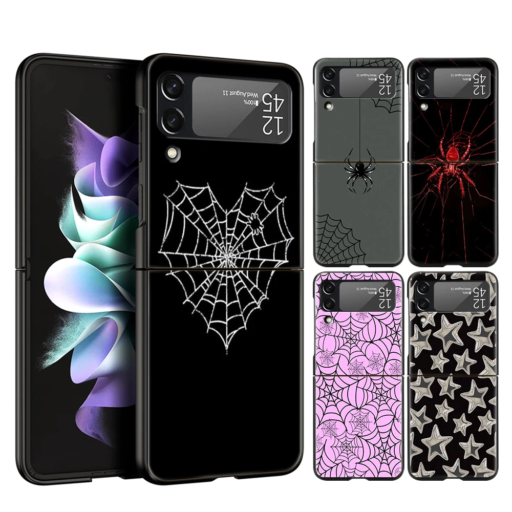 حافظة لهاتف سامسونج جالاكسي Z Flip 3 4 5 6 7 حافظة لهاتف سامسونج جالاكسي Z Flip3 Flip4 Flip5 باللون الأسود الصلب قابلة للطي