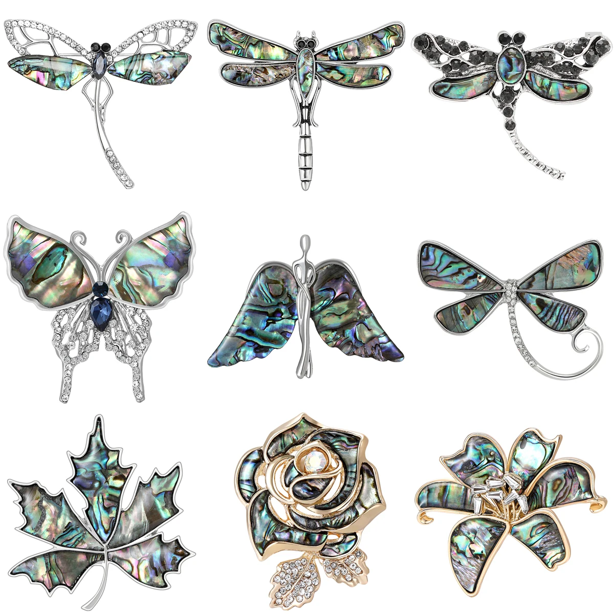 

Shell Dragonfly Brooches for Women Unisex 6 Styles Dragonflies Pins Office Party Friends Gift Accessories