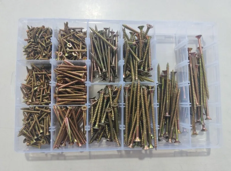 800pcs M3-M5 Wood Screws Set Heavy Duty DIY Countersunk Head Self Tapping Wood Screw Zinc Plated Carbon Steel Fiber Board Nails