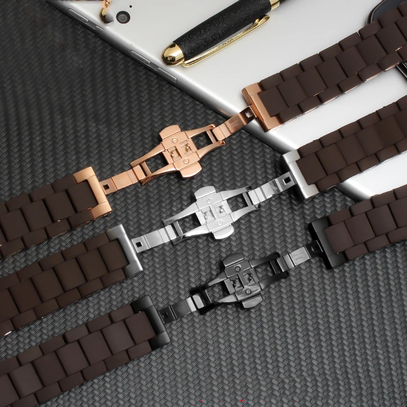 المطاط يرتدون الصلب حزام ساعة اليد ل أرماني Ar5889 5890 5905 5920 مقاوم للماء ساعات سيليكون الفرقة اكسسوارات 20 مللي متر 23 مللي متر