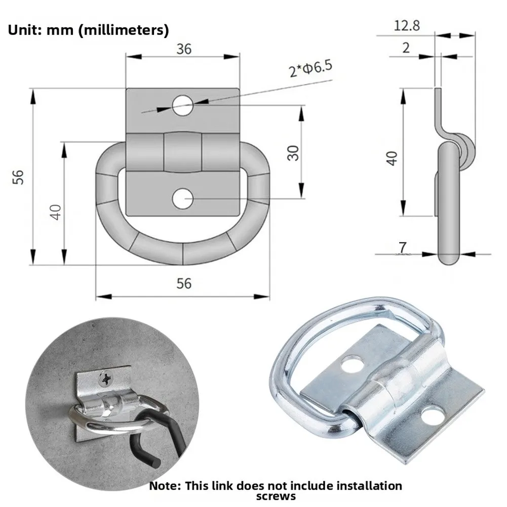 8pcs Recessed D Ring Anchor Hook for Truck RV Trailer Van Floor Tie Down Use Solid Iron Construction Electrophoretic Coating