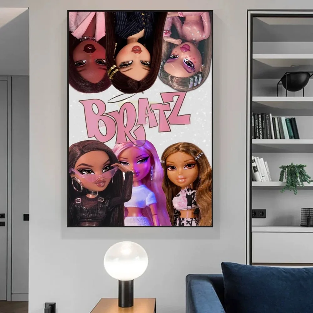 Affiche d'art autocollante Bratz Butter Anime, autocollant en papier kraft rétro, peinture décorative vintage, bricolage, chambre et bar, 73