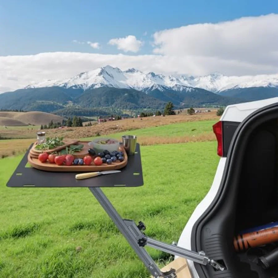 طاولة الباب الخلفي المعدنية القابلة للتعديل لسيارات الدفع الرباعي والتخييم المحمولة في الهواء الطلق DIY مجموعة كومبو مع تصميم متين قابل للطي وسهل أ #4