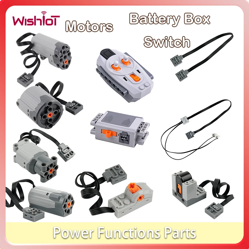 Power Functions Parts Motor Servos M L XL Motors Battery Box Series for Cars Model IR Remote Modifiable MOC Building Blocks