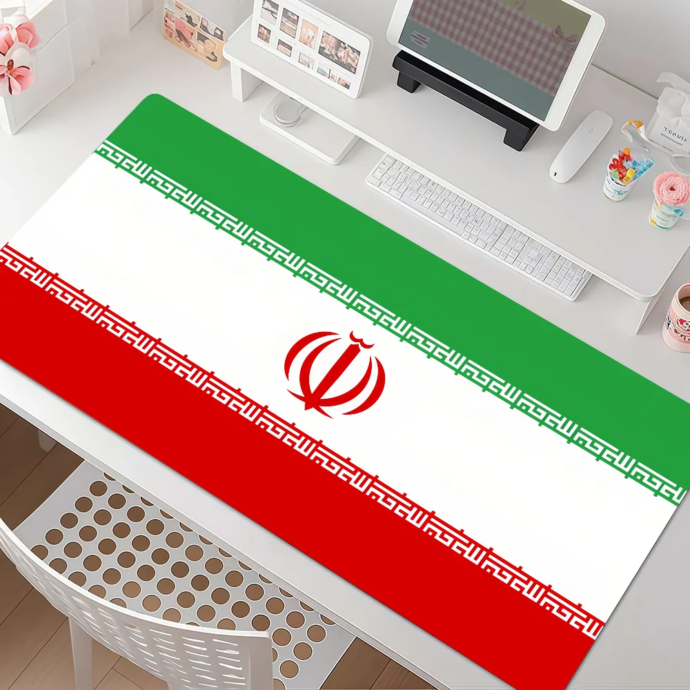 The Islamic Republic of Iran Flag Mouse Pad Large Non-Slip Waterproof Mat Stitched Edge Keyboard Pad for Gaming Daily Office